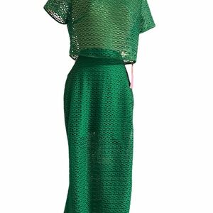 SHEIN Green Mesh Skirt Set